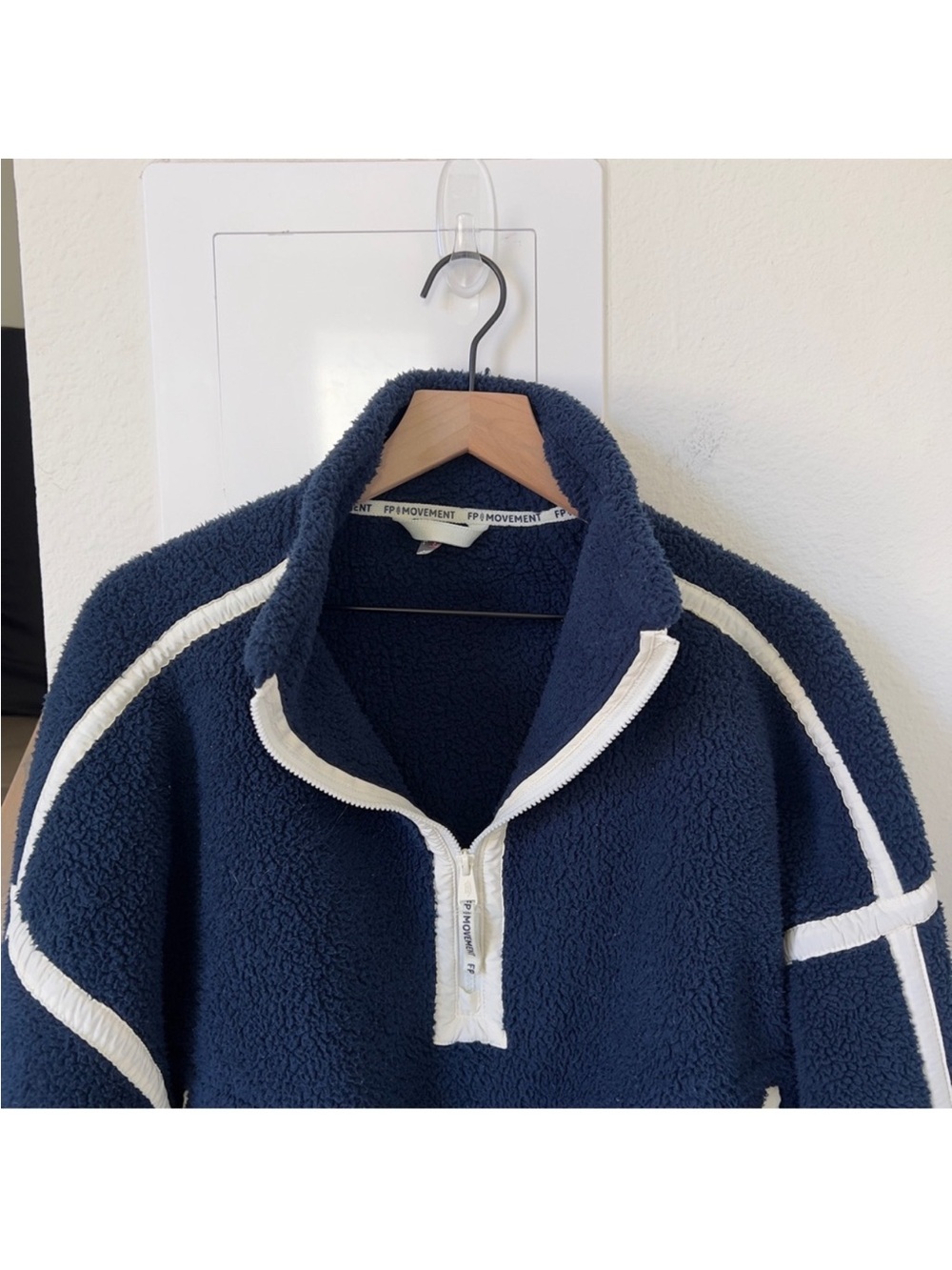 Free People FP Movement Mountain High 1/2 Zip Fleece Pullover in Navy Dark Blue - Picture 4 of 7